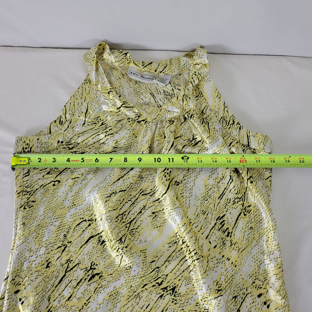 R.H.L Shirt Womens Size Medium Top Yellow White Sleeveless Scoop‎ Neck Blouse - Picture 4 of 9